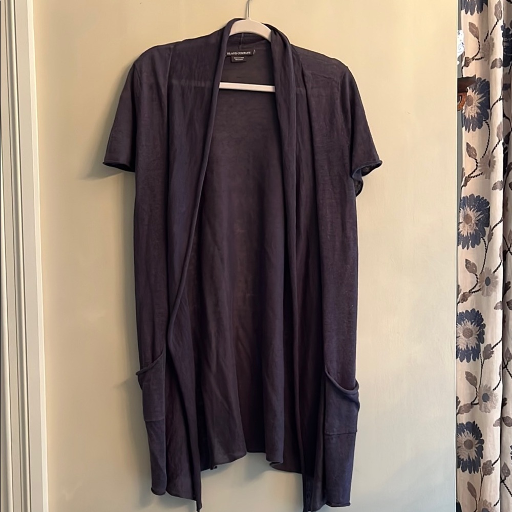 Island Company Dark Purple Linen Cardigan